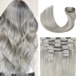 Grey Clip In Hair Extension