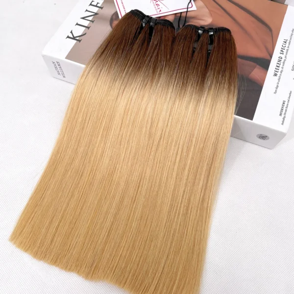 Invisible Tape In Hair Extensions with #27 Color Straight Hair - Image 4