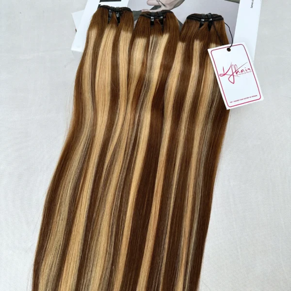 Invisible Tape In Hair Extensions with #27 Color Straight Hair - Image 3