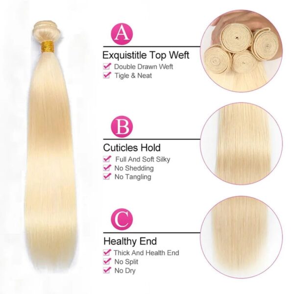 Weft Hair Straight #613 Color Hair Premium Available To Ship