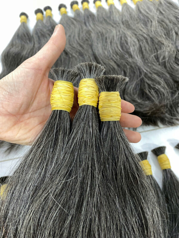 Natural Grey Bulk Human Hair Bundles - Image 2