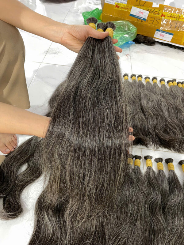 Natural Grey Bulk Human Hair Bundles - Image 4