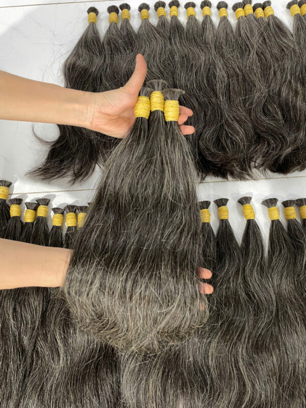 Natural Grey Bulk Human Hair Bundles