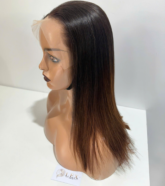 Brown Color 4×4 Lace Frontal Wigs Double Drawn Bone Straight