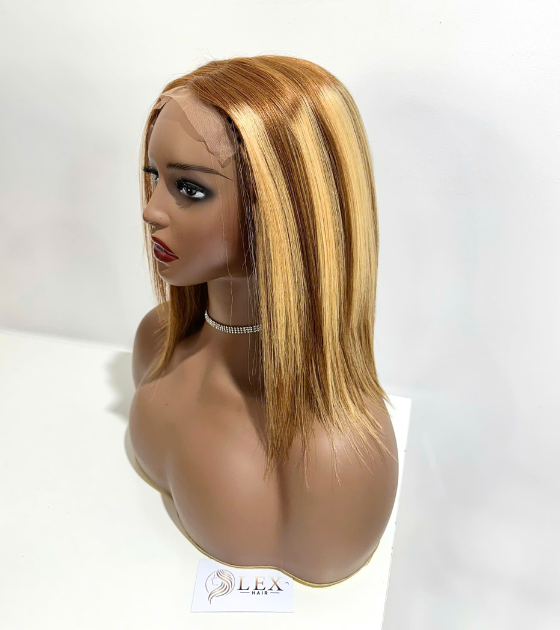 Dark Piano Color 4×4 Lace Closure Wigs Bone Straight Human Hair