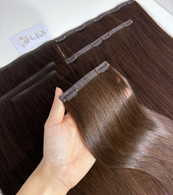 Seamless Clip in Hair Extensions with #01 Color Straight Hair (Copy)