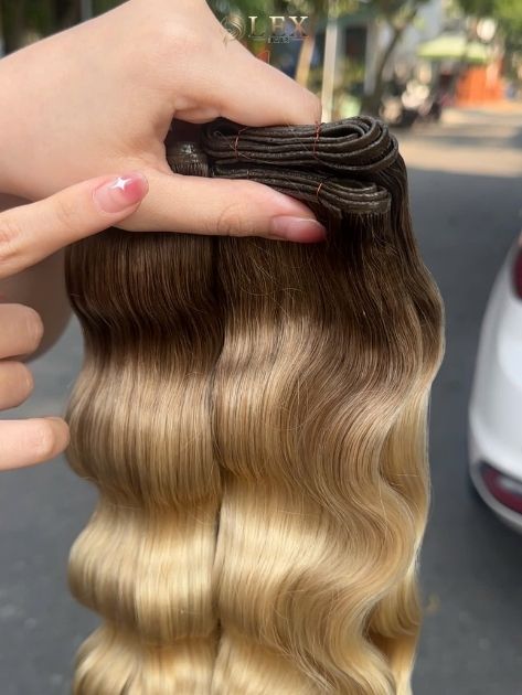 Genius Weft Deep Wave Hair Extensions – Ombre Color #2 & #613, Premium Vietnamese Human Hair - Image 5