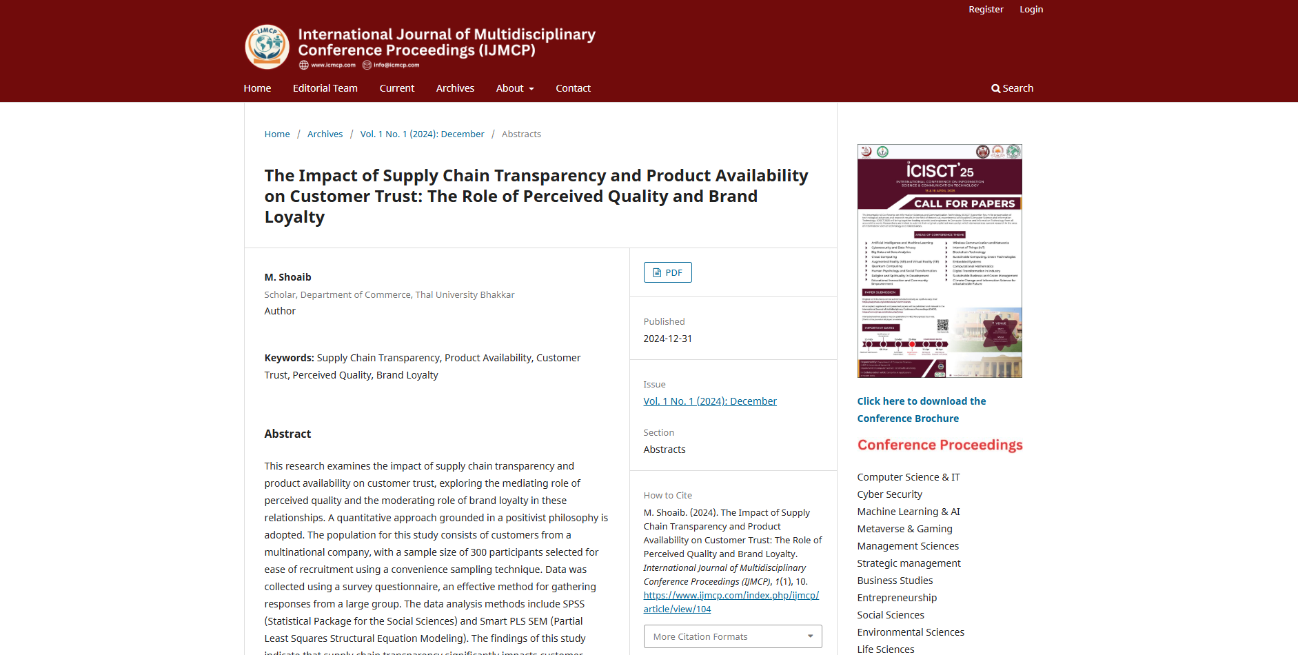 The Impact of Supply Chain Transparency and Product Availability on Customer Trust (2024)
