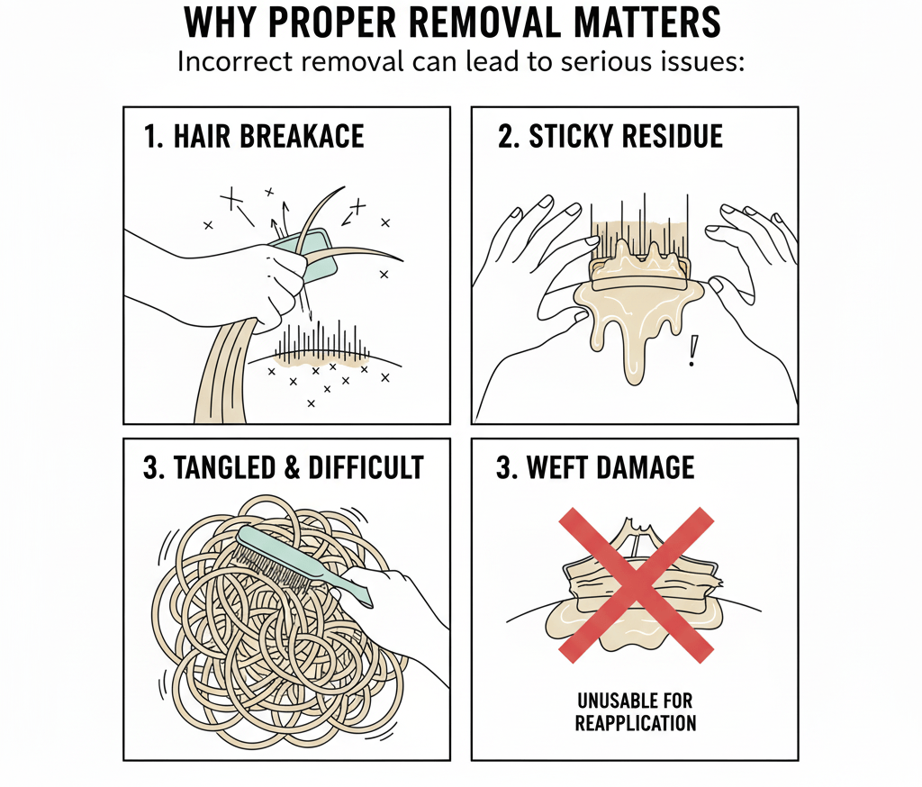 Incorrect Tape-in extension removal can lead to serious issues