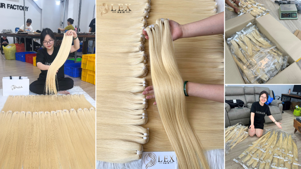 Lexhair Factory's 613 Blonde weft hair extensions