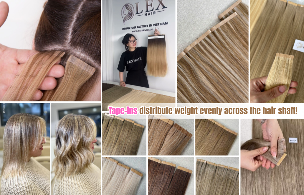 Tape-ins distribute weight evenly across the hair shaft