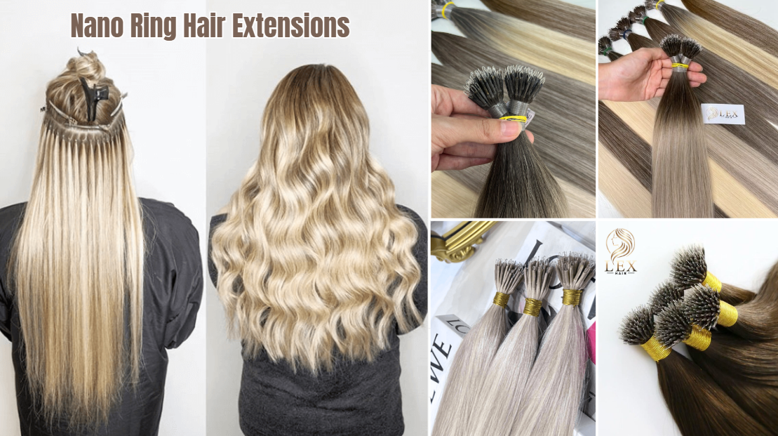 Nano ring hair extensions for thin hair