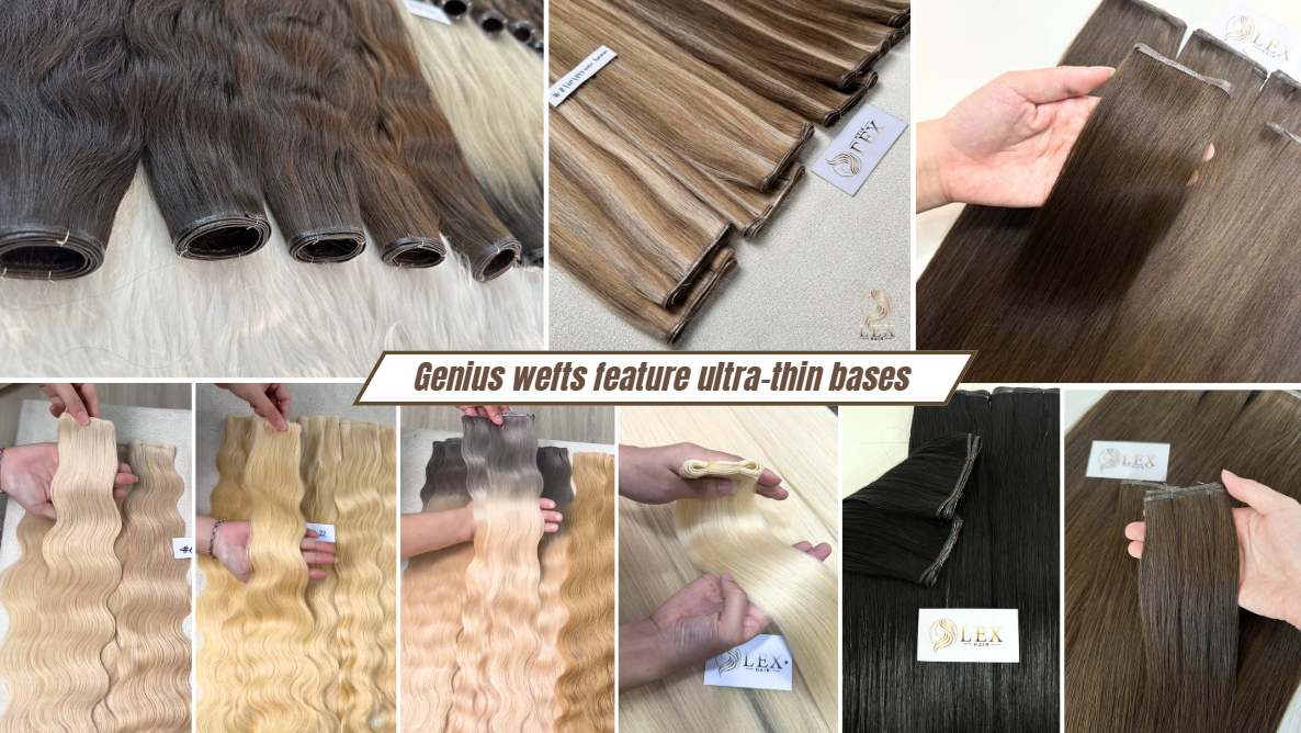Genius wefts feature ultra-thin bases. They add volume without creating bulk, making them ideal for fine or thin hair.
