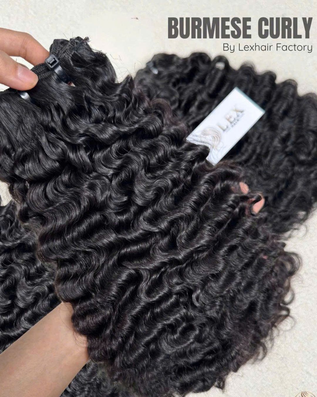Natural Color Burmese Curly Raw Hair Weft at Lexhair