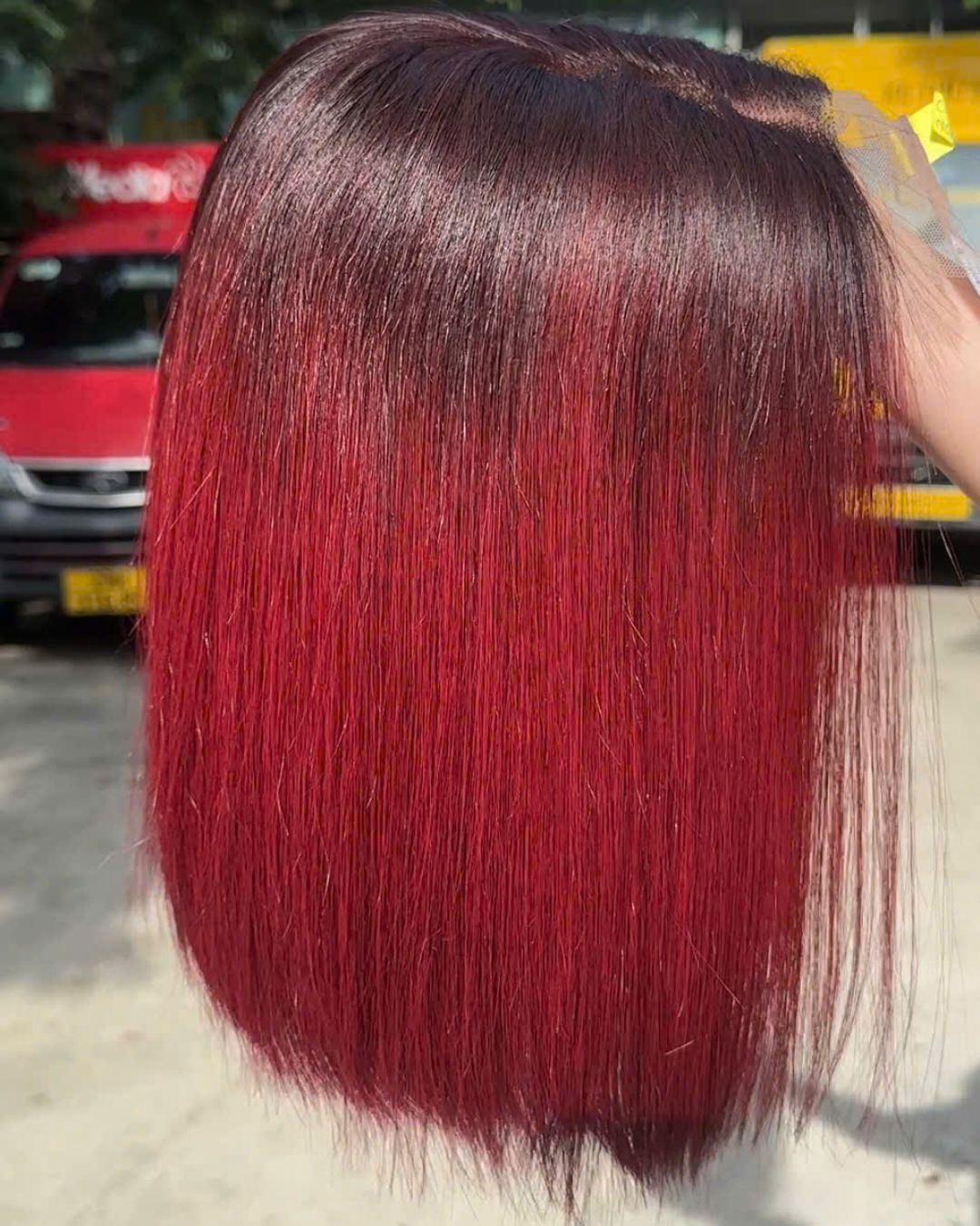 Burgundy Color Wig - Double Drawn Bone Straight Hair - Image 3