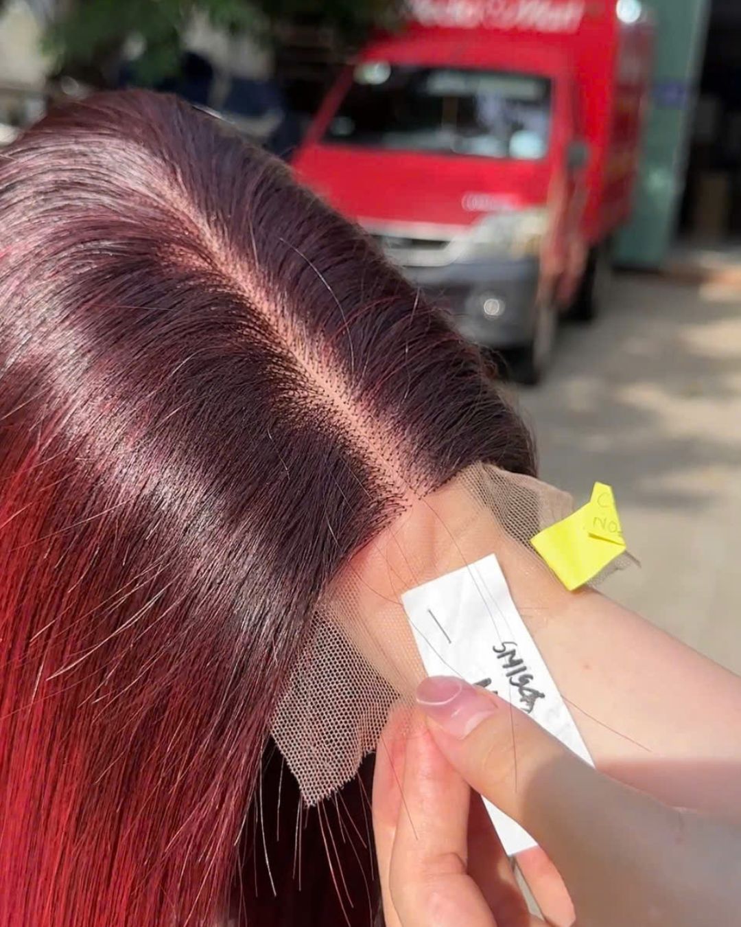 Burgundy Color Wig - Double Drawn Bone Straight Hair at Lexhair