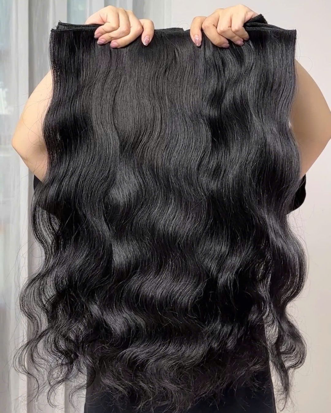 Normal Clip in Hair Extensions with #01 Color | Natural Wavy Hair at Lexhair
