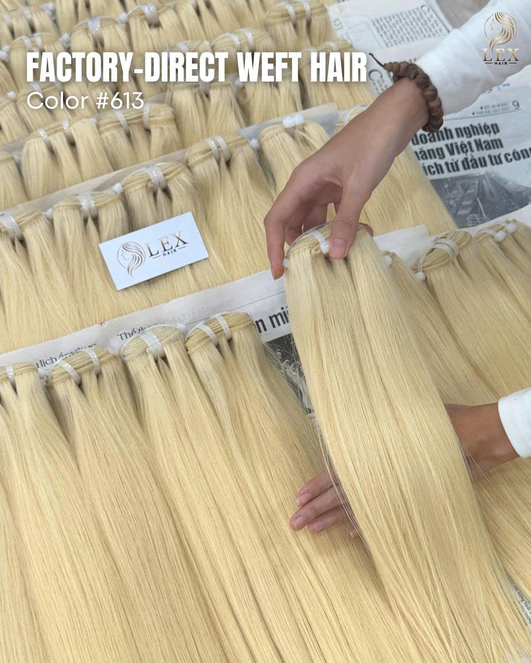 Machine Weft Hair Extensions – Color #613 100% Vietnamese Human Hair at Lexhair